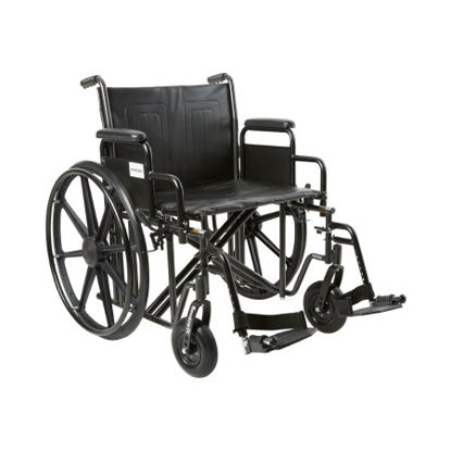 Picture of Wheelchair McKesson Dual Axle Desk Length Arm Removable Padded Arm Style Swing-Away Footrest Black Upholstery 22 Inch Seat Width 450 lbs. Weight Capacity146-STD22ECDDA-SF