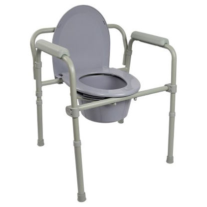 Picture of Folding Commode Chair McKesson Fixed Arm Steel Frame Back Bar 13-1/2 Inch Seat Width146-11148-1