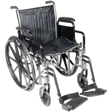 Picture of Wheelchair McKesson Dual Axle Desk Length Arm Removable Padded Arm Style Swing-Away Footrest Black Upholstery 18 Inch Seat Width 300 lbs. Weight Capacity146-SSP218DDA-SF