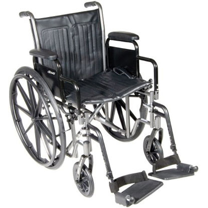 Picture of Wheelchair McKesson Dual Axle Desk Length Arm Removable Padded Arm Style Swing-Away Footrest Black Upholstery 18 Inch Seat Width 300 lbs. Weight Capacity146-SSP218DDA-SF