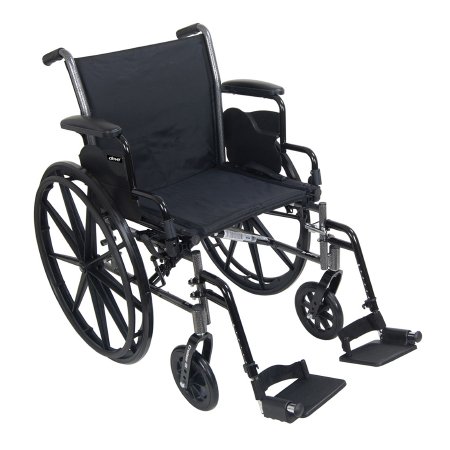 Picture of Lightweight Wheelchair McKesson Dual Axle Desk Length Arm Flip Back / Removable Padded Arm Style Swing-Away Footrest Black Upholstery 18 Inch Seat Width 300 lbs. Weight Capacity146-K318DDA-SF