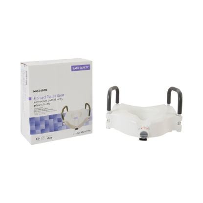 Picture of Raised Toilet Seat McKesson 5 Inch Height White 300 lbs. Weight Capacity146-RTL12027RA
