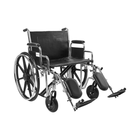 Picture of Wheelchair McKesson Dual Axle Desk Length Arm Removable Padded Arm Style Swing-Away Elevating Legrest Black Upholstery 24 Inch Seat Width 450 lbs. Weight Capacity146-STD24ECDDA-ELR