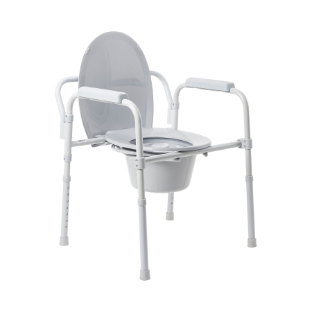 Picture of Folding Commode Chair McKesson Fixed Arm Steel Frame Back Bar 13-1/4 Inch Seat Width146-11148N-4