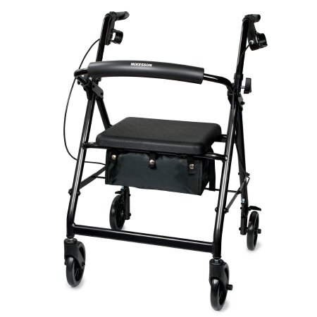 Picture of 4 Wheel Rollator McKesson Black Folding Aluminum Frame146-R726BK