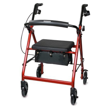 Picture of 4 Wheel Rollator McKesson Red Folding Aluminum Frame146-R726RD