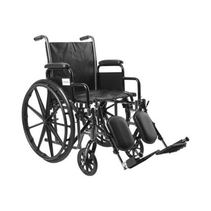 Picture of Wheelchair McKesson Dual Axle Desk Length Arm Removable Padded Arm Style Swing-Away Elevating Legrest Black Upholstery 18 Inch Seat Width 300 lbs. Weight Capacity146-SSP218DDA-ELR