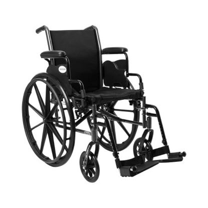 Picture of Lightweight Wheelchair McKesson Dual Axle Desk Length Arm Flip Back / Removable Padded Arm Style Swing-Away Footrest Black Upholstery 16 Inch Seat Width 300 lbs. Weight Capacity146-K316DDA-SF
