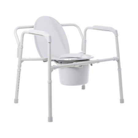 Picture of Folding Commode Chair McKesson Fixed Arm Steel Frame Back Bar 13-3/4 Inch Seat Width146-11117N-1