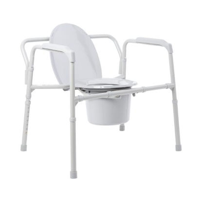 Picture of Folding Commode Chair McKesson Fixed Arm Steel Frame Back Bar 13-3/4 Inch Seat Width146-11117N-1