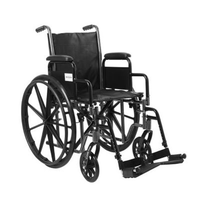 Picture of Wheelchair McKesson Dual Axle Desk Length Arm Removable Padded Arm Style Swing-Away Footrest Black Upholstery 16 Inch Seat Width 250 lbs. Weight Capacity146-SSP216DDA-SF