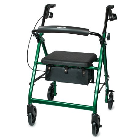 Picture of 4 Wheel Rollator McKesson Green Folding Aluminum Frame146-R726GR
