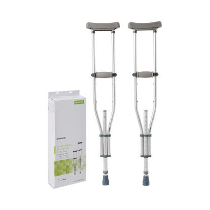 Picture of Underarm Crutches McKesson Aluminum Frame Youth / Adult / Tall Adult 300 lbs. Weight Capacity Push Button Adjustment146-RTL10433