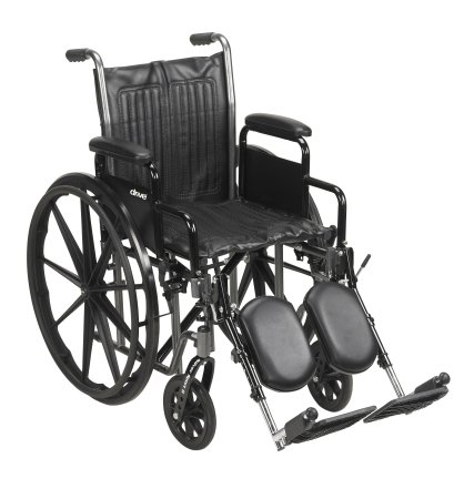 Picture of Wheelchair McKesson Dual Axle Desk Length Arm Removable Padded Arm Style Swing-Away Elevating Legrest Black Upholstery 16 Inch Seat Width 250 lbs. Weight Capacity146-SSP216DDA-ELR