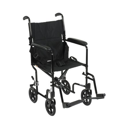 Picture of Lightweight Transport Chair McKesson Aluminum Frame with Black Finish 300 lbs. Weight Capacity Fixed Height / Padded Arm Black Upholstery146-ATC19-BK