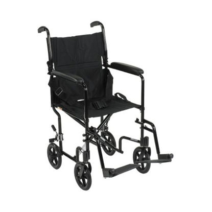 Picture of Lightweight Transport Chair McKesson Aluminum Frame with Black Finish 300 lbs. Weight Capacity Fixed Height / Padded Arm Black Upholstery146-ATC19-BK
