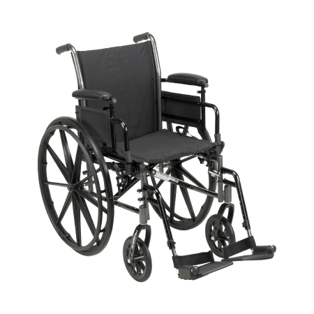 Picture of Lightweight Wheelchair drive™ Cruiser III Dual Axle Desk Length Arm Flip Back / Removable Padded Arm Style Elevating Legrest Black Upholstery 18 Inch Seat Width 300 lbs. Weight Capacity146-K318ADDA-ELR