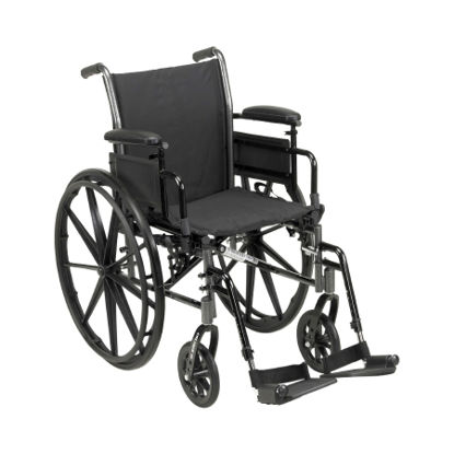 Picture of Lightweight Wheelchair drive™ Cruiser III Dual Axle Desk Length Arm Flip Back / Removable Padded Arm Style Elevating Legrest Black Upholstery 18 Inch Seat Width 300 lbs. Weight Capacity146-K318ADDA-ELR