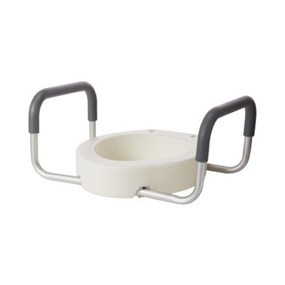 Picture of Elongated Raised Toilet Seat with Arms drive™ Premium 3-1/2 Inch Height White 300 lbs. Weight Capacity12403