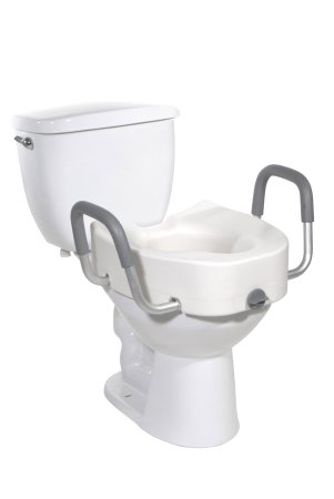 Picture of Elongated Raised Toilet Seat with Arms drive™ 4-1/2 Inch Height White 300 lbs. Weight Capacity12013