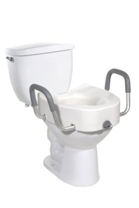 Picture of Elongated Raised Toilet Seat with Arms drive™ 4-1/2 Inch Height White 300 lbs. Weight Capacity12013