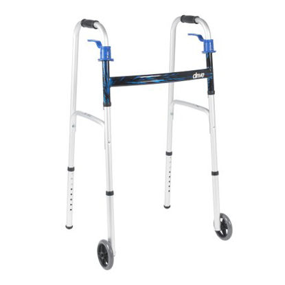 Picture of Dual Release Folding Walker Adjustable Height drive™ Aluminum Frame 350 lbs. Weight Capacity 32 to 39 Inch Height10226-1