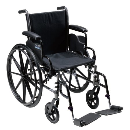 Picture of Lightweight Wheelchair drive™ Cruiser III Dual Axle Full Length Arm Flip Back / Removable Padded Arm Style Swing-Away Footrest Black Upholstery 18 Inch Seat Width 300 lbs. Weight CapacityK318DFA-SF