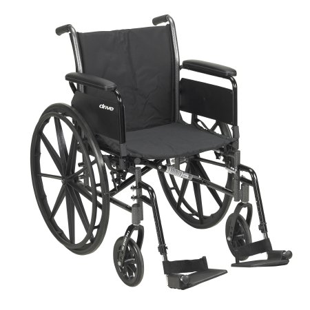 Picture of Lightweight Wheelchair drive™ Cruiser III Dual Axle Full Length Arm Flip Back / Removable Padded Arm Style Elevating Legrest Black Upholstery 18 Inch Seat Width 300 lbs. Weight CapacityK318DFA-ELR