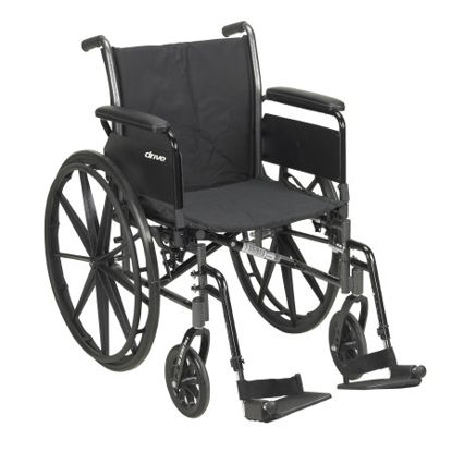Picture of Lightweight Wheelchair drive™ Cruiser III Dual Axle Full Length Arm Flip Back / Removable Padded Arm Style Elevating Legrest Black Upholstery 18 Inch Seat Width 300 lbs. Weight CapacityK318DFA-ELR