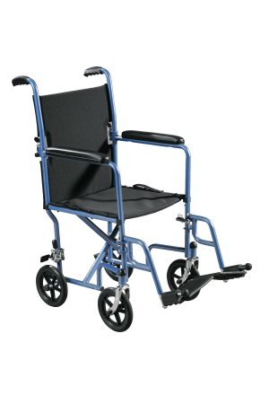Picture of Transport Chair Steel Frame with Silver Vein Finish 250 lbs. Weight Capacity Padded Arm Black UpholsteryTR37E-SV