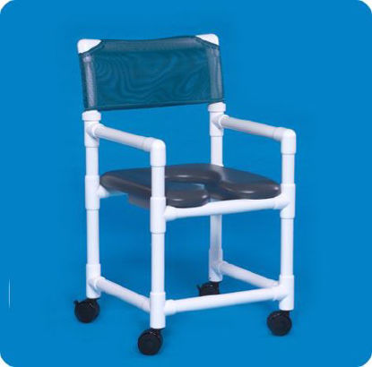 Picture of Shower Chair ipu® Fixed Arm PVC Frame Mesh Back 21 Inch Seat WidthVL OF20 BLUE