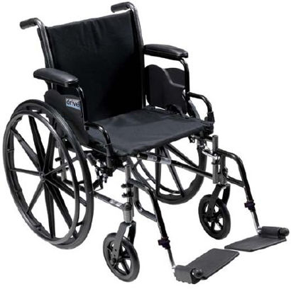 Picture of Lightweight Wheelchair drive™ Cruiser III Dual Axle Full Length Arm Flip Back / Removable Padded Arm Style Elevating Legrest Black Upholstery 20 Inch Seat Width 350 lbs. Weight CapacityK320DFA-ELR