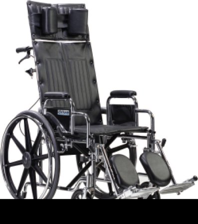 Picture of Reclining Wheelchair drive™ Sentra Dual Axle Desk Length Arm Removable Padded Arm Style Swing-Away Elevating Legrest Black Upholstery 22 Inch Seat Width 450 lbs. Weight CapacitySTD22RBDDA