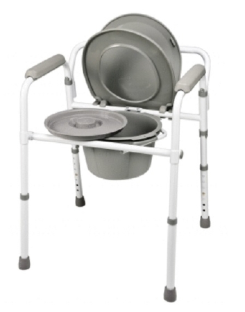 Picture of Folding 3-in-1 Commode Chair Lumex® Padded Fixed Arm Steel Frame Back Bar7108A