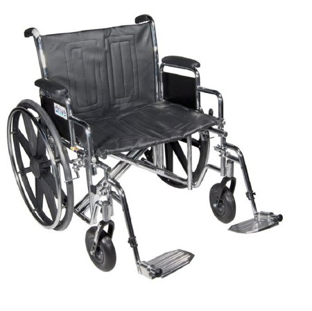 Picture of Bariatric Wheelchair drive™ Sentra EC Heavy Duty Dual Axle Full Length Arm Removable Padded Arm Style Black Upholstery 24 Inch Seat Width 450 lbs. Weight CapacitySTD24ECDFA-SF