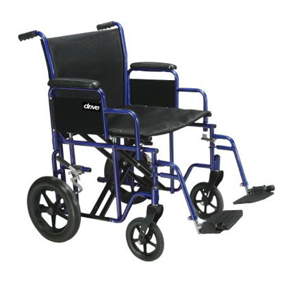 Picture of Bariatric Transport Chair Steel Frame with Blue Finish 450 lbs. Weight Capacity Desk Length / Removable / Reversible Arm Black UpholsteryBTR22-B