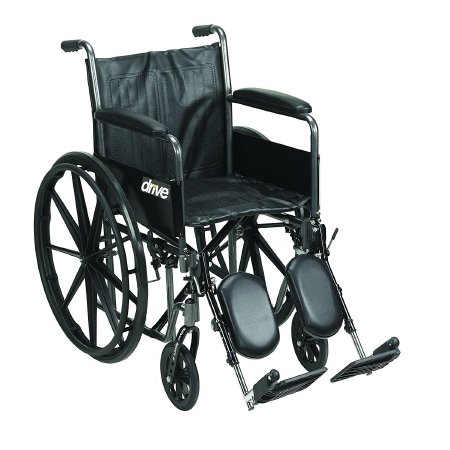 Picture of Wheelchair drive™ Silver Sport 2 Dual Axle Full Length Arm Removable Padded Arm Style Black Upholstery 20 Inch Seat Width 350 lbs. Weight CapacitySSP220DFA-ELR
