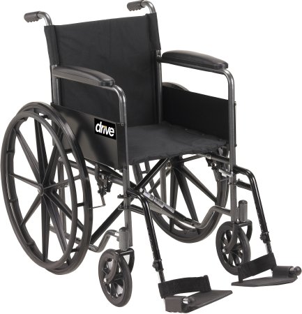 Picture of Wheelchair drive™ Silver Sport 1 Padded Arm Style Swing-Away Footrest Black Upholstery 18 Inch Seat Width 300 lbs. Weight CapacitySSP118FA-SF