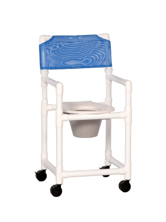 Picture of Commode / Shower Chair ipu® Standard Fixed Arm PVC Frame Mesh Back 18 Inch Seat WidthVL SC20 P BLUE