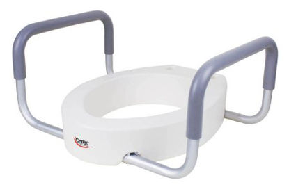 Picture of Elongated Raised Toilet Seat with Arms Carex® 3-1/2 Inch Height White 250 lbs. Weight CapacityFGB31600 0000
