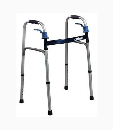 Picture of Dual Release Folding Walker with Wheels Adjustable Height drive™ Deluxe Aluminum Frame 350 lbs. Weight Capacity 26 to 33-1/2 Inch Height10227-4