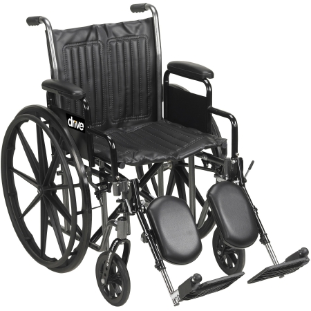 Picture of Wheelchair drive™ Silver Sport 2 Dual Axle Full Length Arm Removable Padded Arm Style Black Upholstery 18 Inch Seat Width 300 lbs. Weight CapacitySSP218DFA-ELR