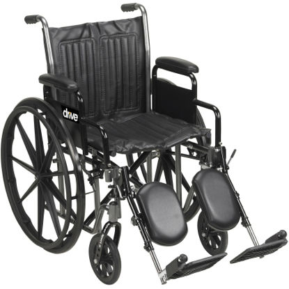 Picture of Wheelchair drive™ Silver Sport 2 Dual Axle Full Length Arm Removable Padded Arm Style Black Upholstery 18 Inch Seat Width 300 lbs. Weight CapacitySSP218DFA-ELR
