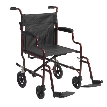 Picture of Transport Wheelchair drive™ Steel Frame with Red Finish 450 lbs. Weight Capacity Desk Length / Padded / Removable Arm Black UpholsteryBTR22-R