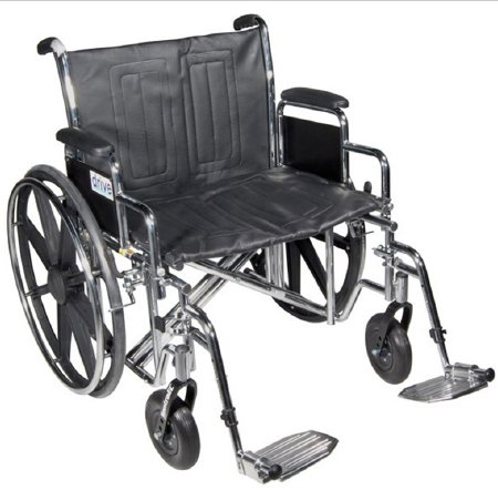 Picture of Bariatric Wheelchair drive™ Sentra EC Heavy Duty Dual Axle Full Length Arm Removable Padded Arm Style Black Upholstery 20 Inch Seat Width 450 lbs. Weight CapacitySTD20ECDFAHD-ELR