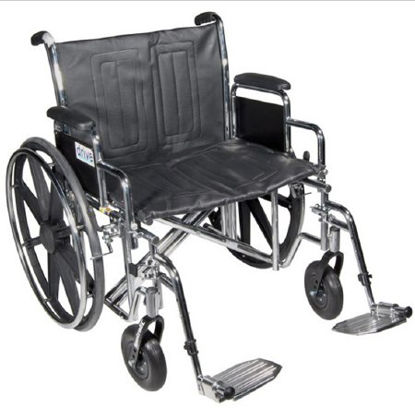 Picture of Bariatric Wheelchair drive™ Sentra EC Heavy Duty Dual Axle Full Length Arm Removable Padded Arm Style Black Upholstery 20 Inch Seat Width 450 lbs. Weight CapacitySTD20ECDFAHD-ELR