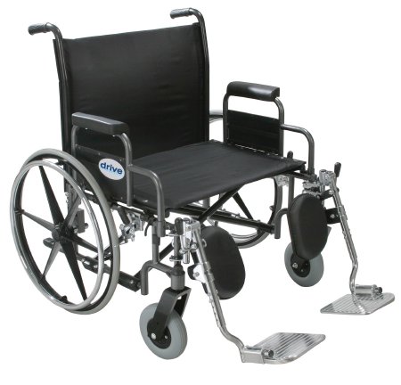 Picture of Bariatric Wheelchair drive™ Sentra EC Heavy Duty Dual Axle Full Length Arm Removable Padded Arm Style Swing-Away Footrest Black Upholstery 20 Inch Seat Width 450 lbs. Weight CapacitySTD20ECDFAHD-SF