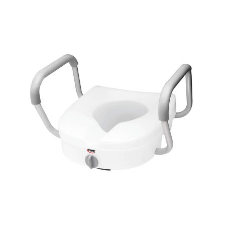Picture of Raised Toilet Seat with Arms Carex® E-Z Lock™ 5 Inch Height White 300 lbs. Weight CapacityFGB30300 0000