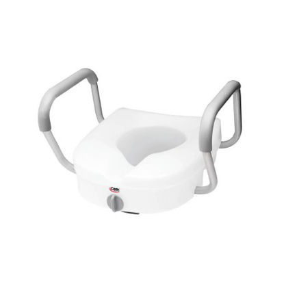 Picture of Raised Toilet Seat with Arms Carex® E-Z Lock™ 5 Inch Height White 300 lbs. Weight CapacityFGB30300 0000