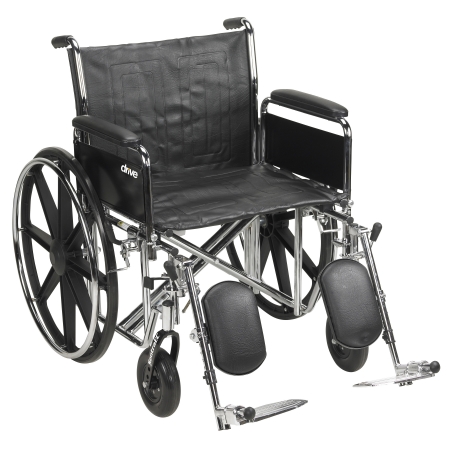 Picture of Bariatric Wheelchair drive™ Sentra EC Heavy Duty Dual Axle Full Length Arm Removable Padded Arm Style Elevating Legrest Black Upholstery 22 Inch Seat Width 450 lbs. Weight CapacitySTD22ECDFA-ELR